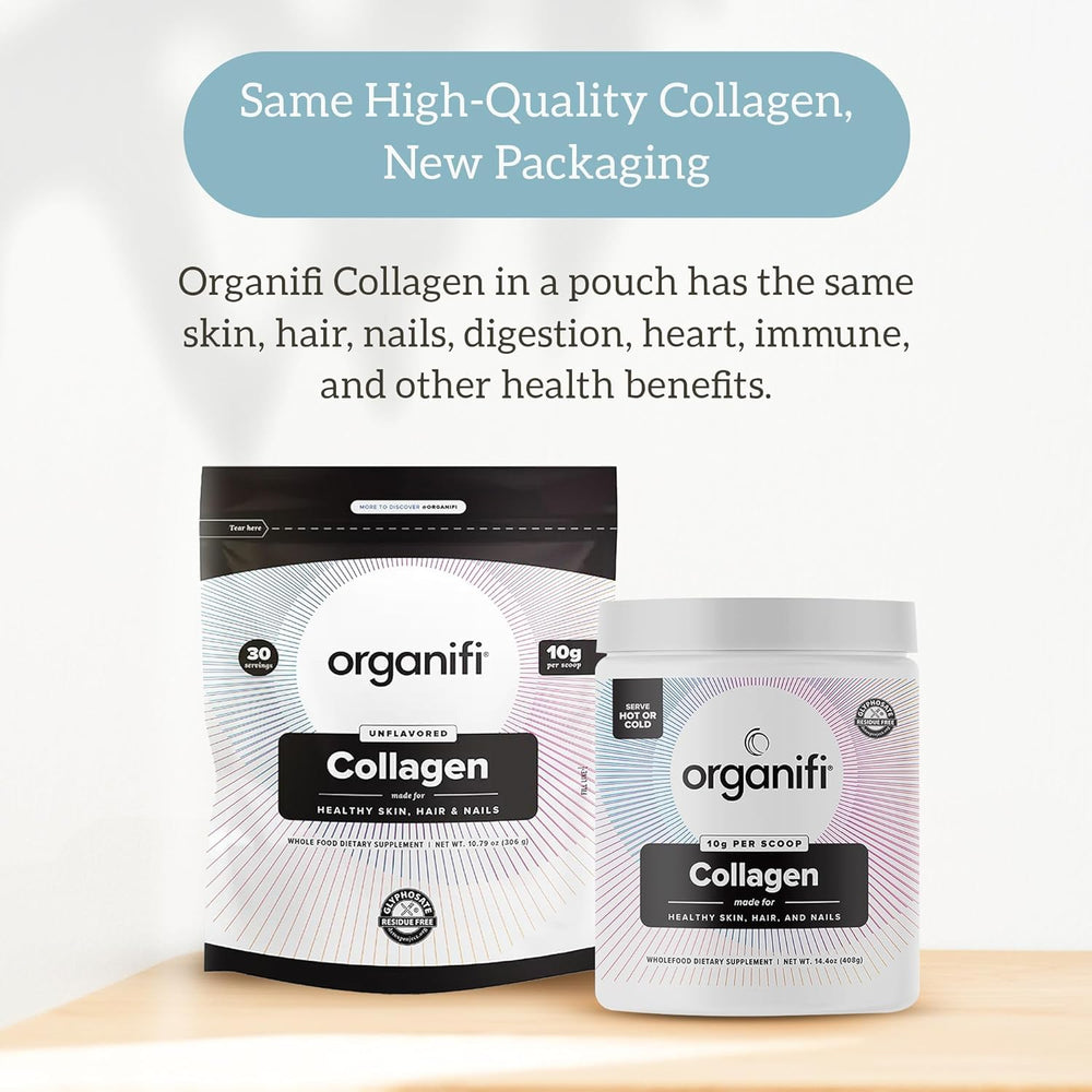 Organifi Collagen Powder glass with mix emphasizes hydration and glow