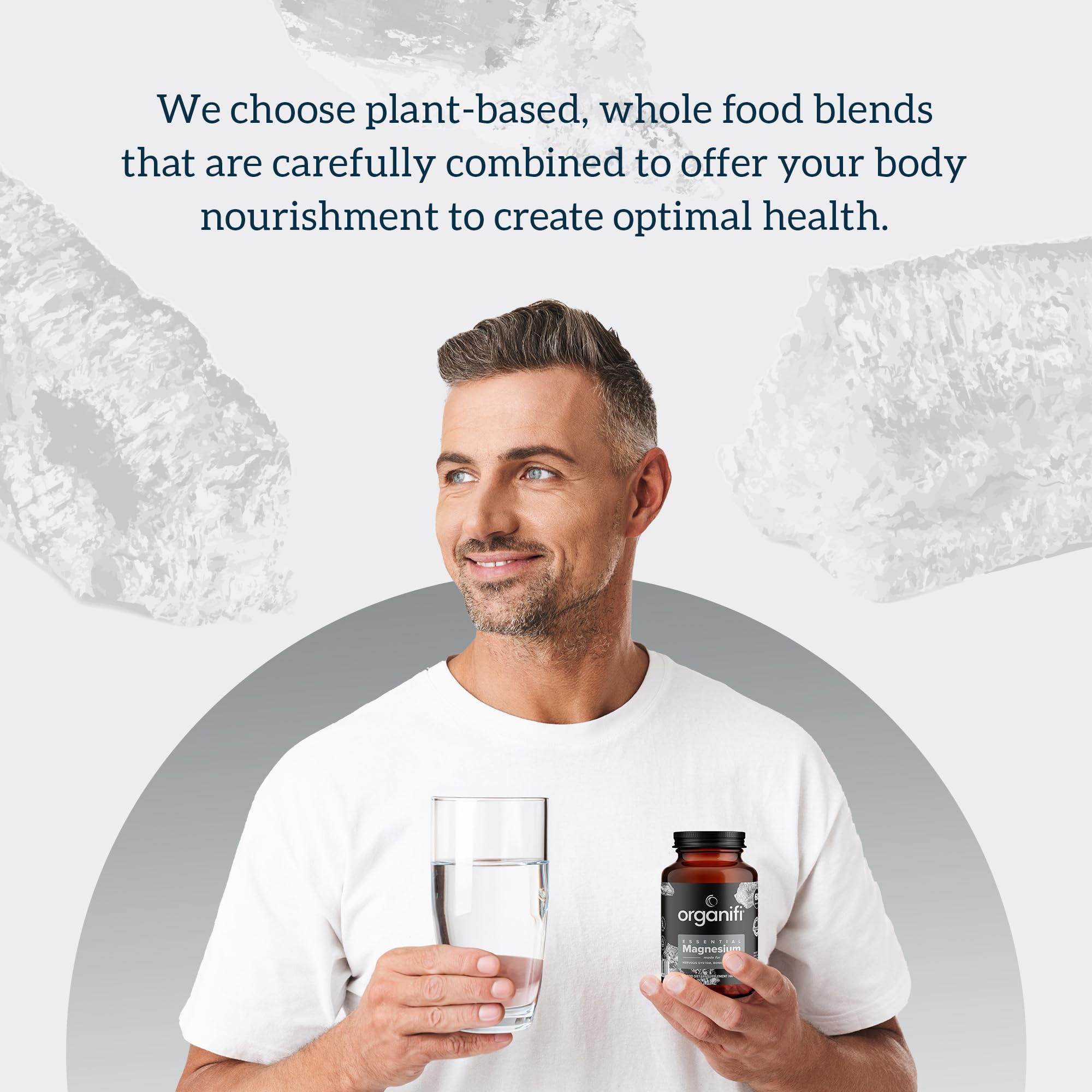 Organifi Essential Magnesium Glycinate capsules array ready for everyday supplementation supporting energy and mobility.