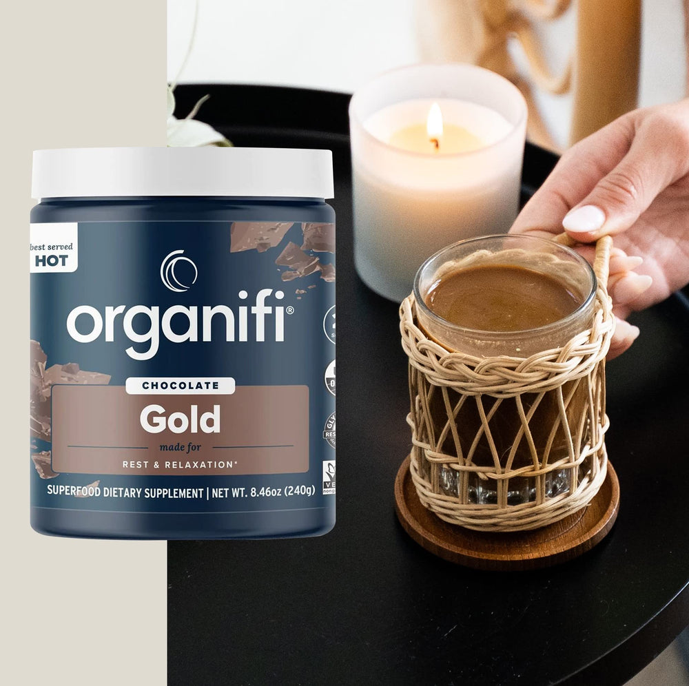 Organifi Gold Chocolate nighttime ritual idea for winding down.
