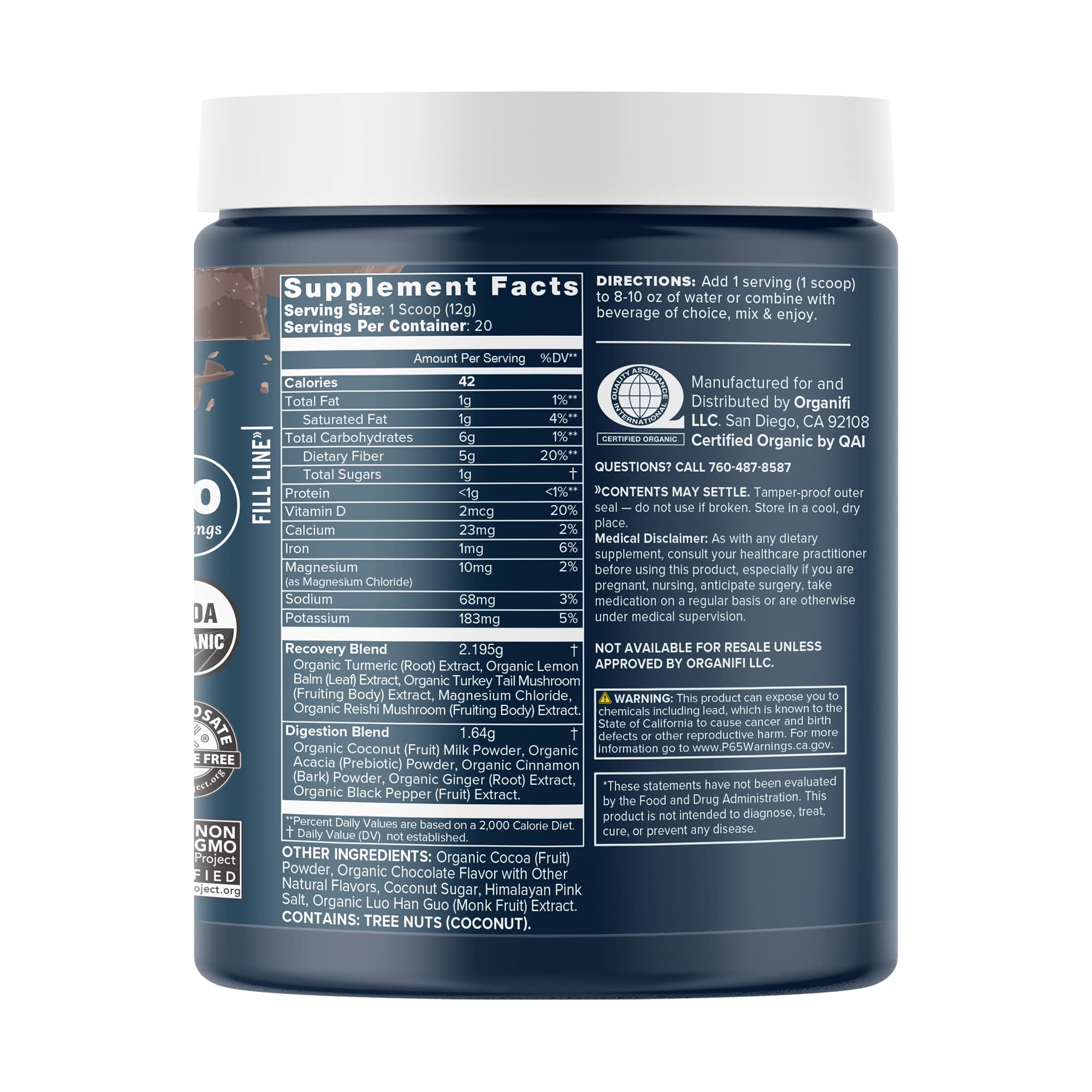 Organifi Gold Chocolate scoop reveals a chocolatey, sugar-free bedtime ritual.