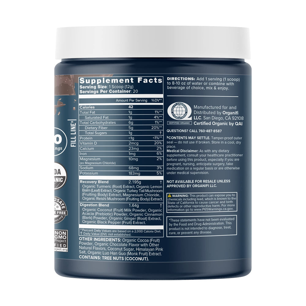 Organifi Gold Chocolate scoop reveals a chocolatey, sugar-free bedtime ritual.