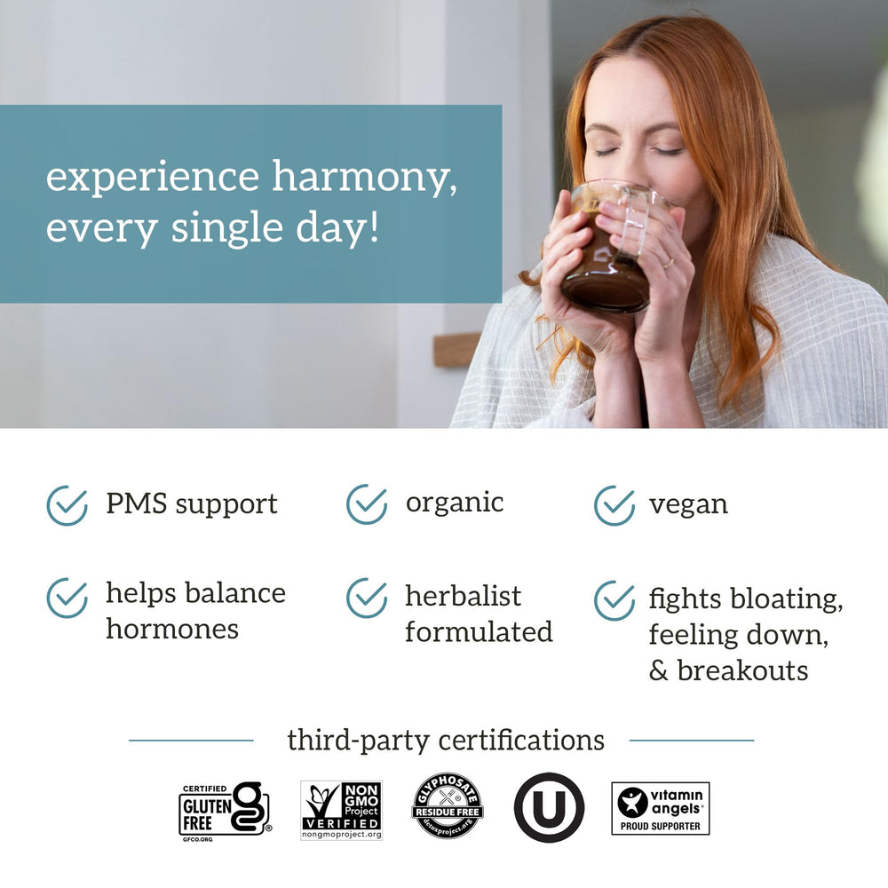 Ingredients like maca and chaste tree in Organifi Harmony blend