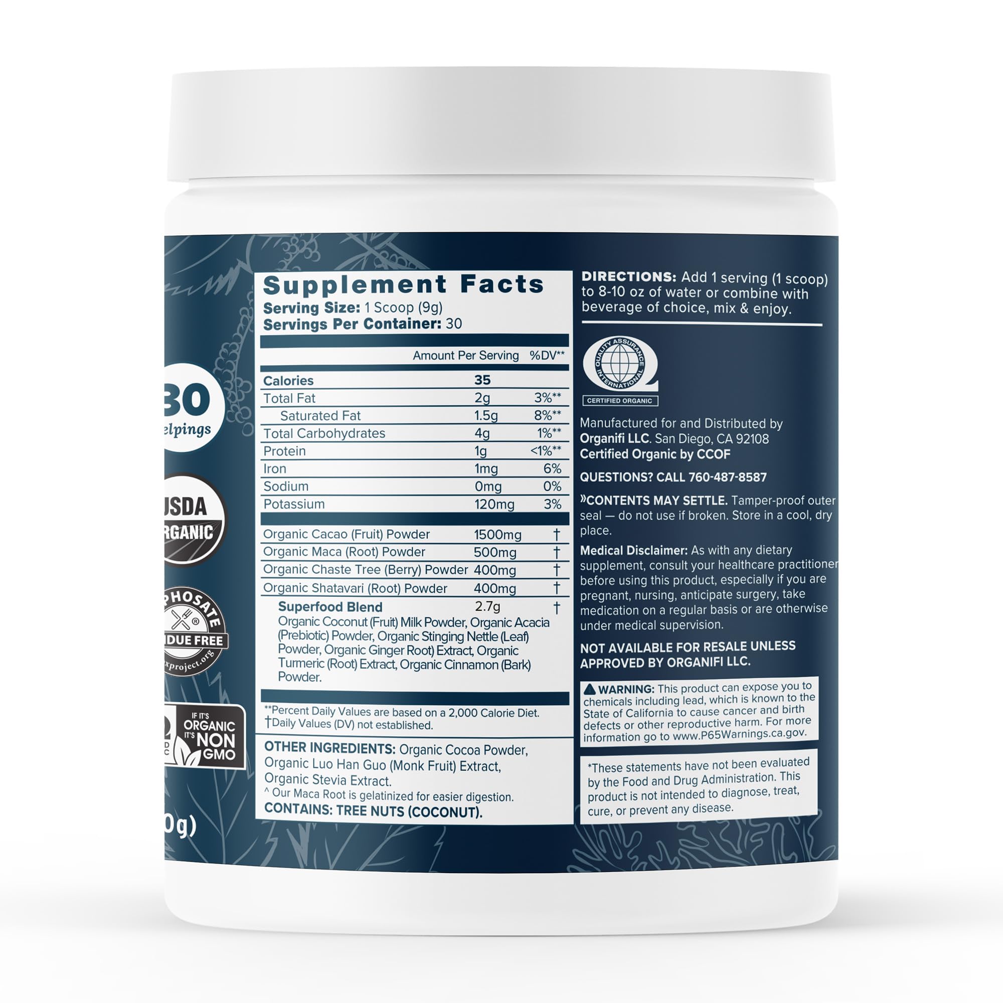 Organifi Harmony scoop of powder ready for preparation