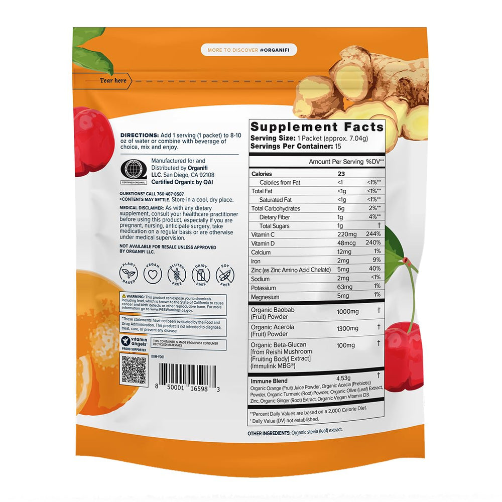 Organifi Immunity powder dissolving in water for a refreshing immune support drink.