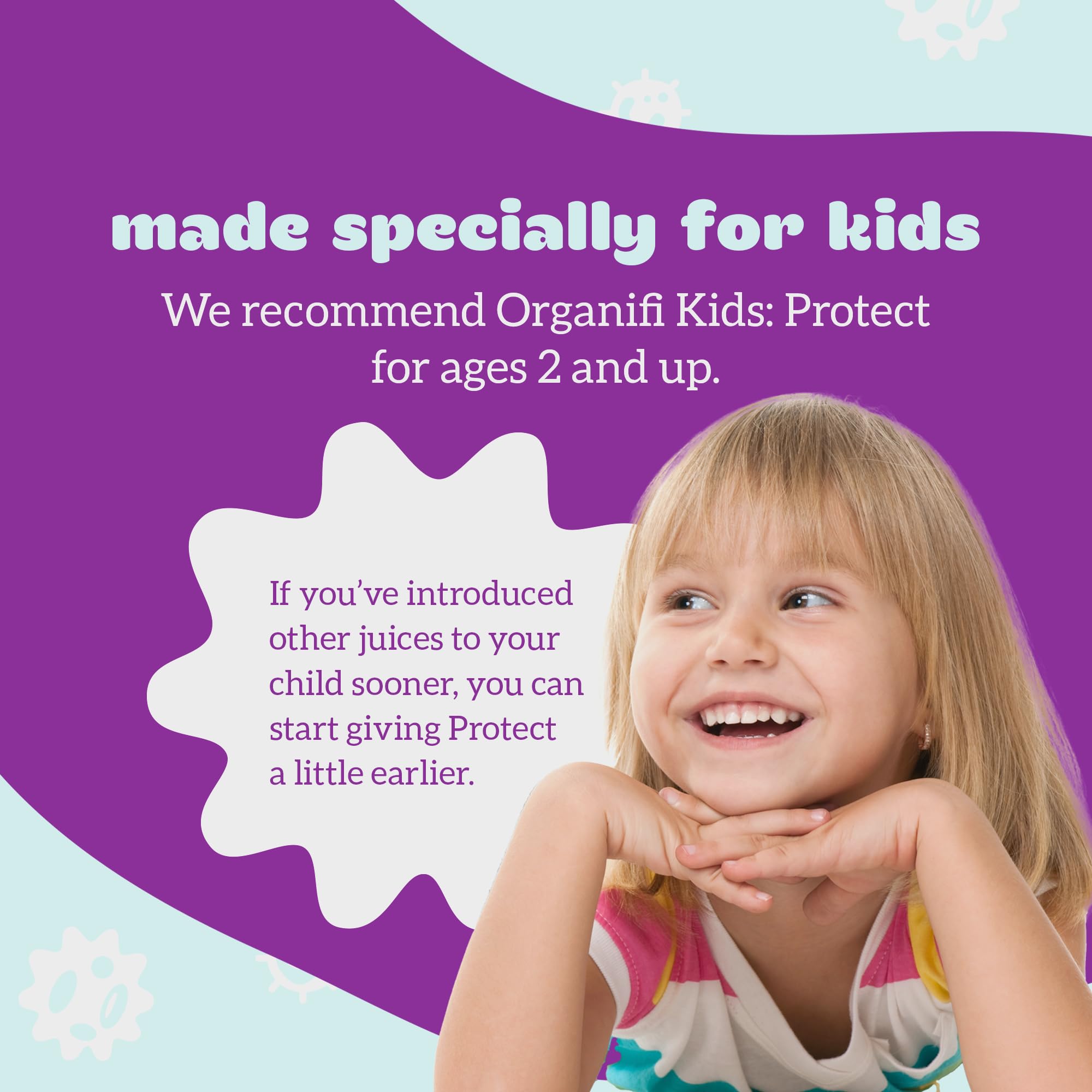 Organifi Kids Protect berry flavor adds appealing glow to drinks.