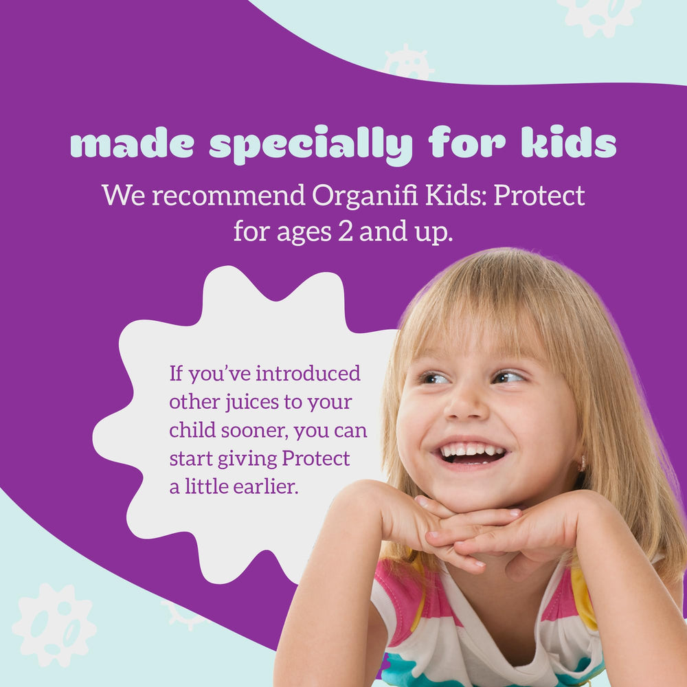 Organifi Kids Protect berry flavor adds appealing glow to drinks.