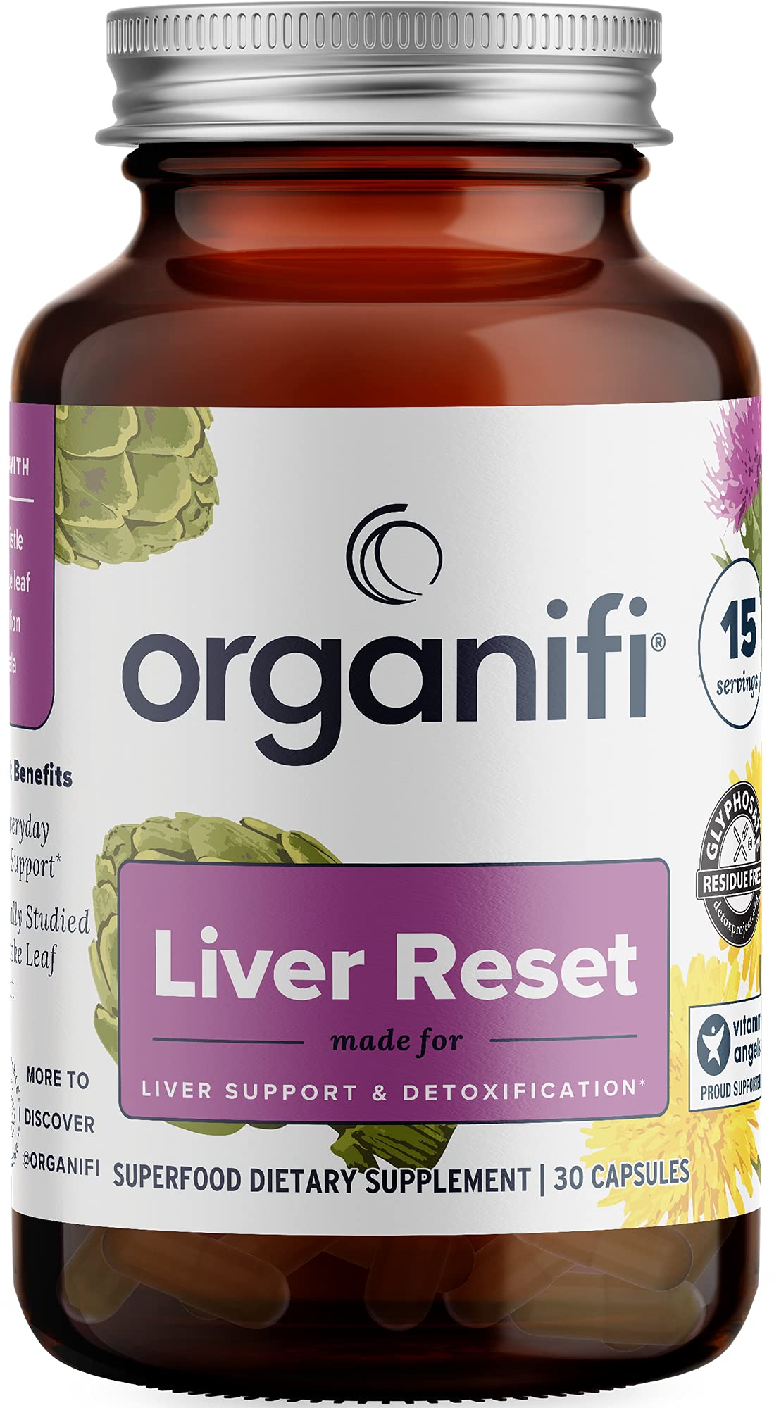 Organifi Liver Reset bottle front view with label and wellness potential.