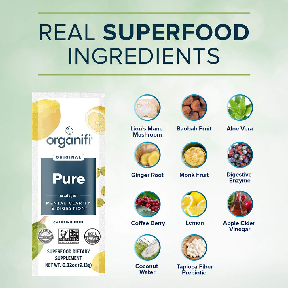 Organifi Pure Smart Packs Lemon with breakfast for a simple daily ritual.