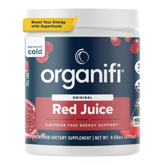 Organifi Red Juice powder tub for convenient energy support in daily routines