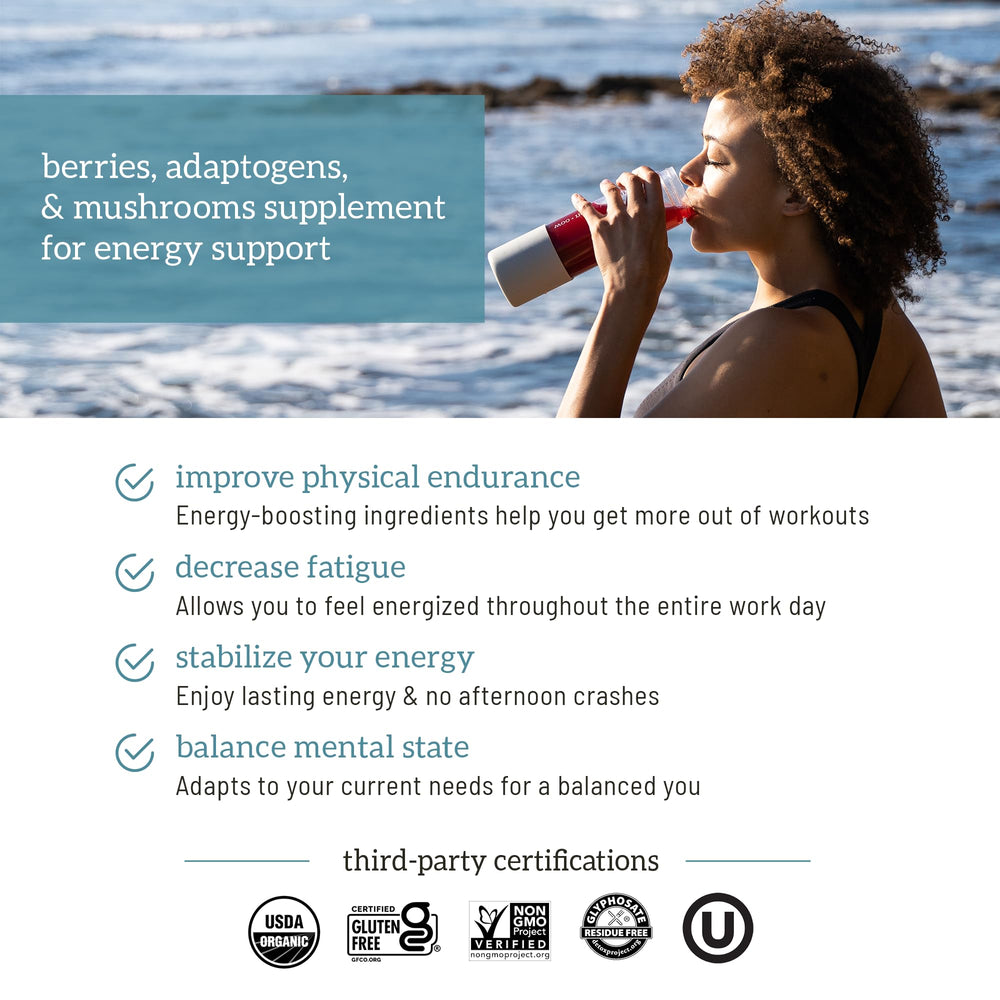 Organifi Red Juice added to a smoothie to boost flavor and nutrients