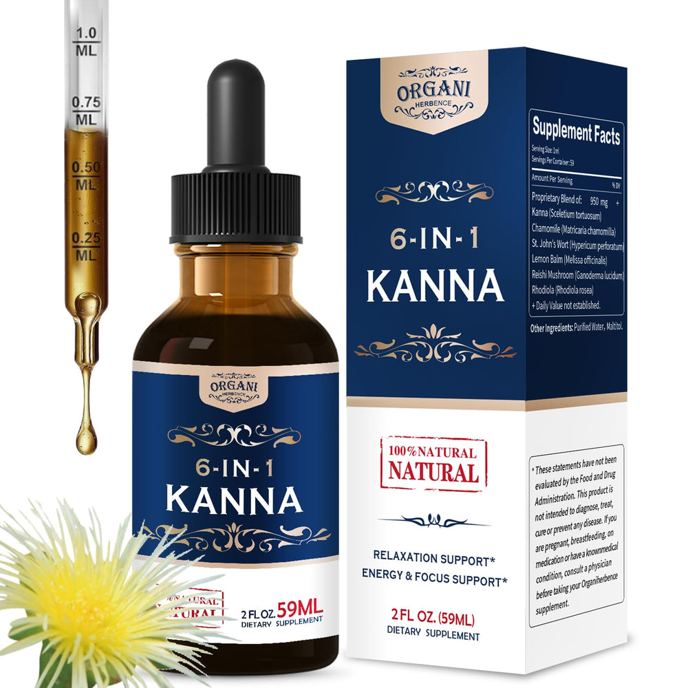 ORGANIHERBENCE relaxation bottle closeup promotes daytime calm.