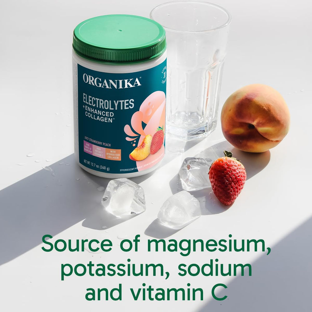 Measuring spoon with Organika powder suggests quick daily servings.