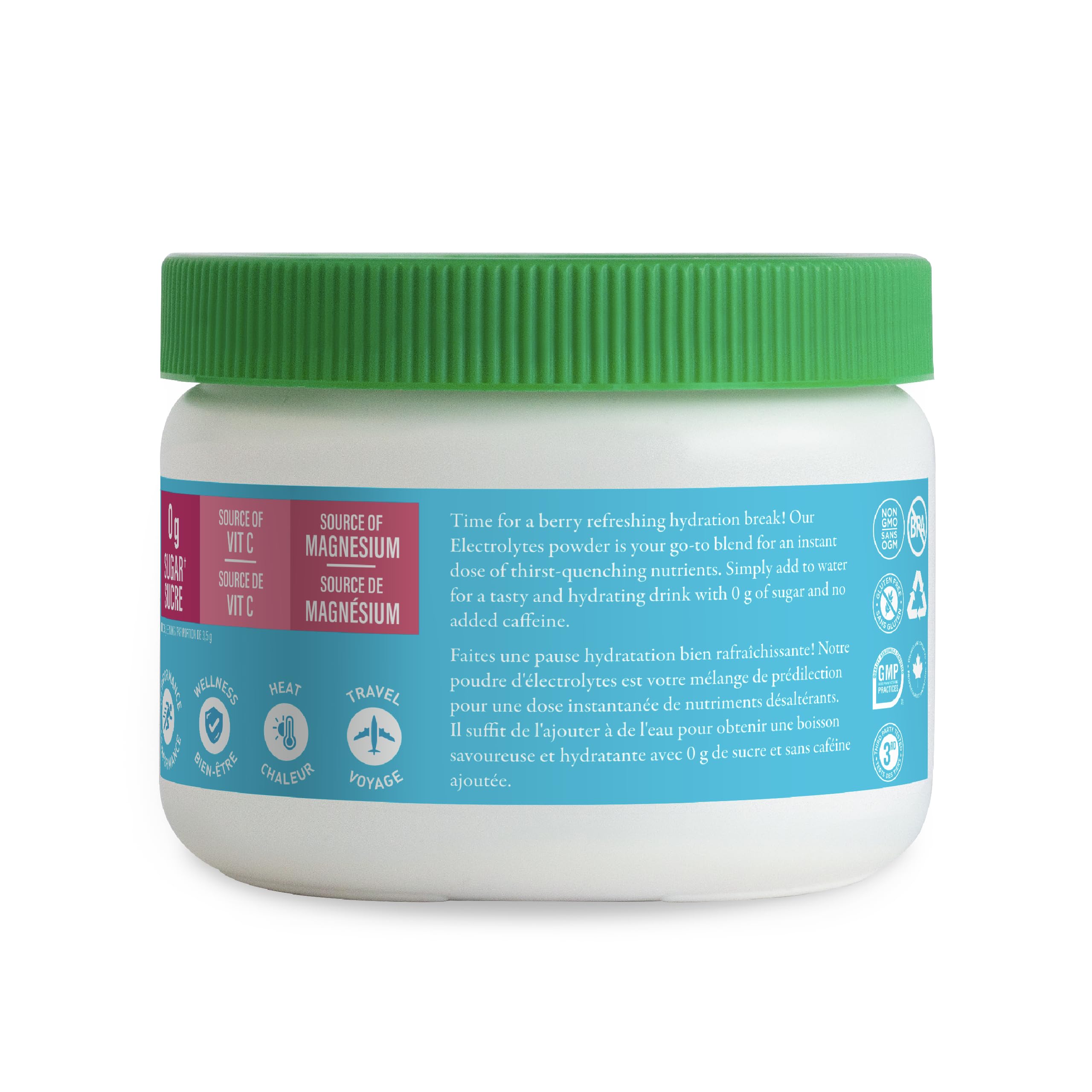 A glass of Organika Raspberry electrolyte drink showing a bright, refreshing color