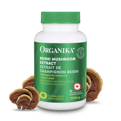 Organika Reishi bottle front view for daily wellness routine