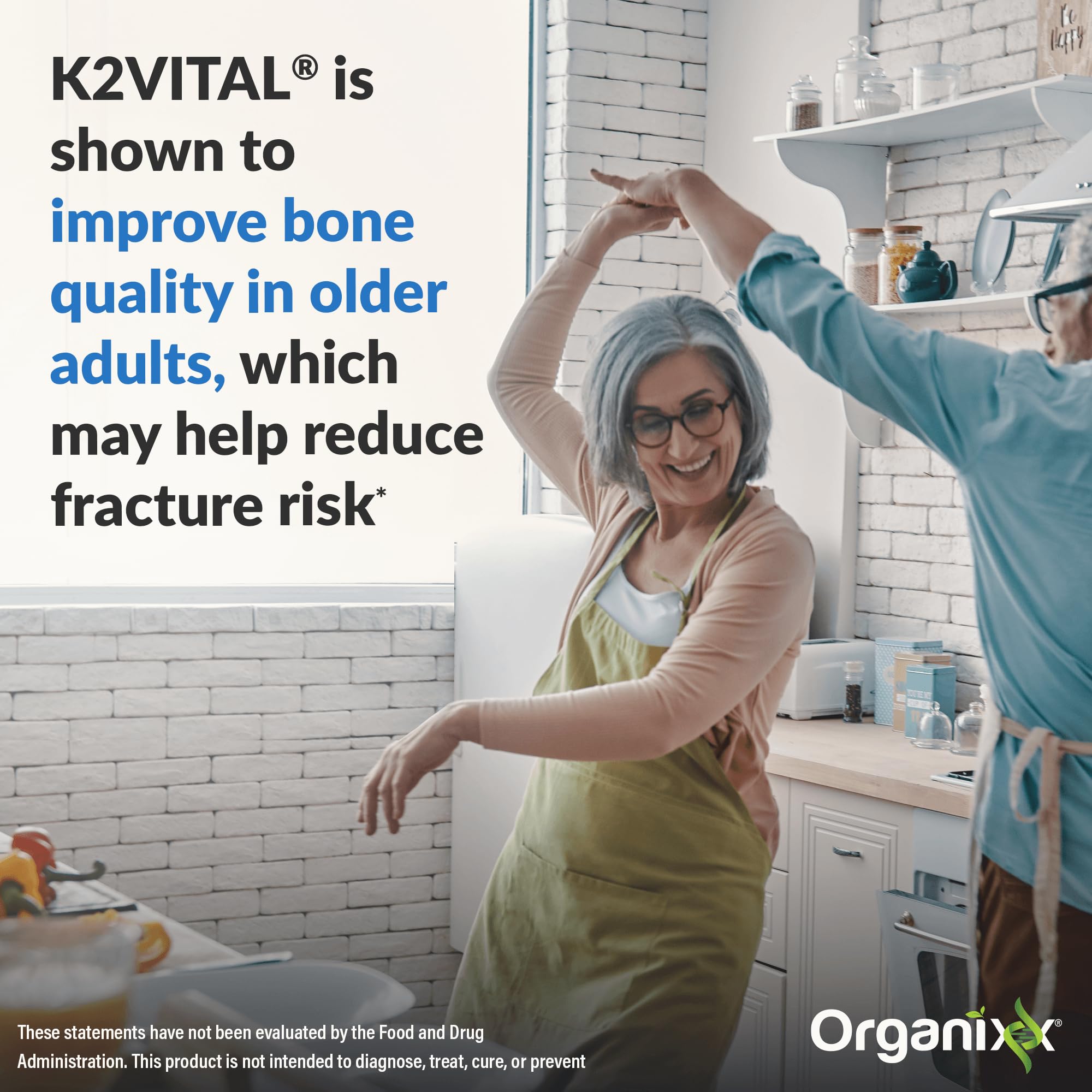 Non-GMO and clean-label branding on Organixx D3 K2 packaging.