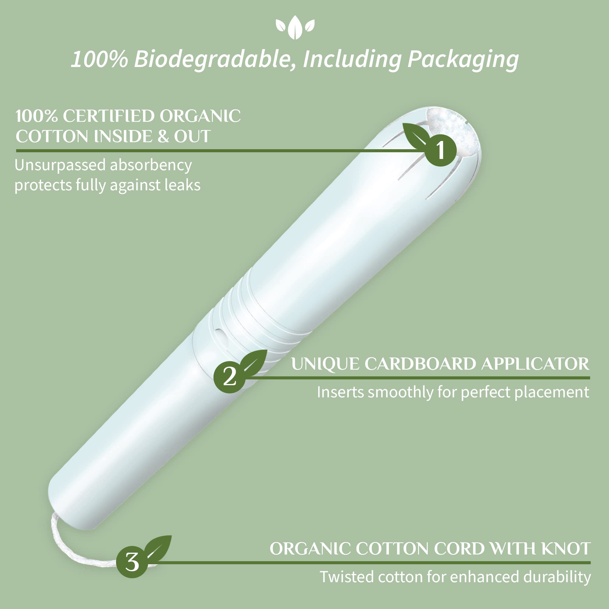Organyc 100% organic cotton tampon texture delivers gentle absorbency for daily comfort.