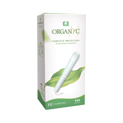 Organyc tampon with cardboard applicator offers eco-friendly packaging and smooth insertion.