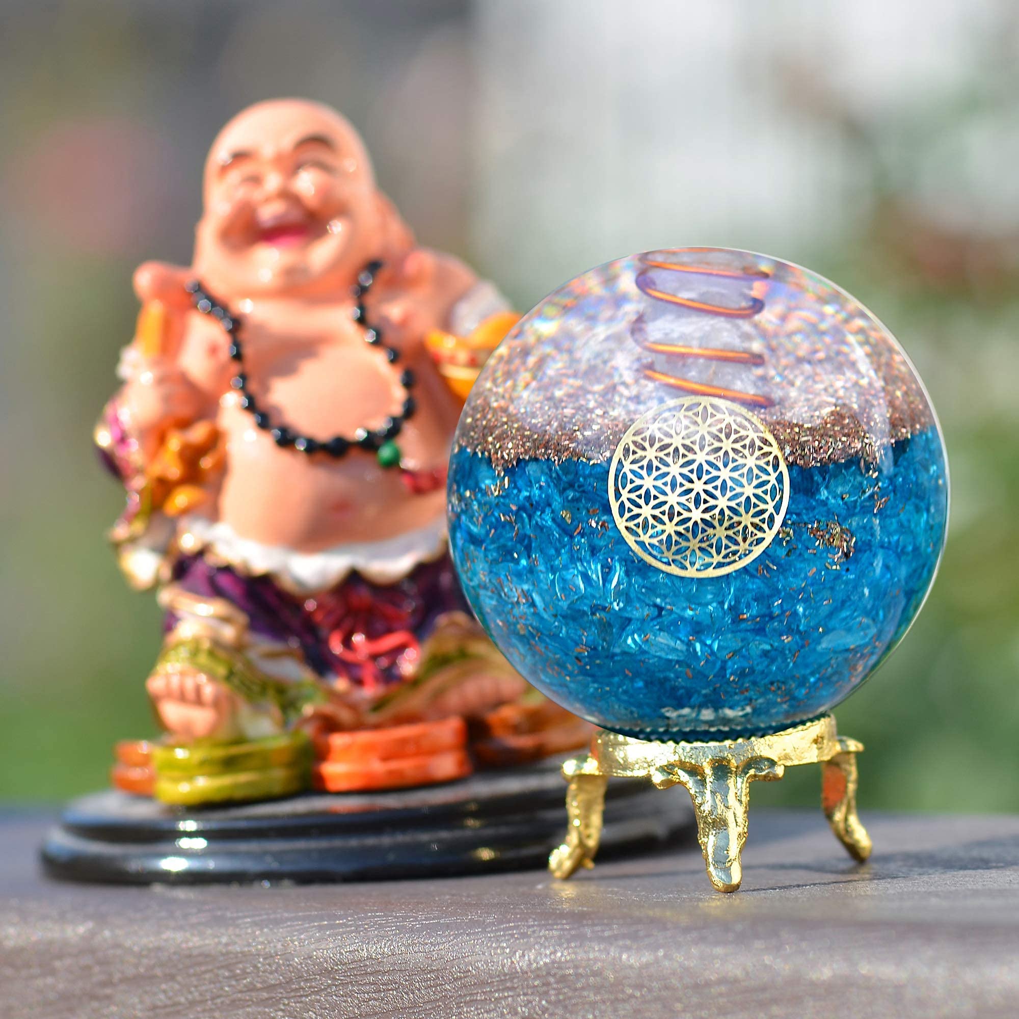 Orgonite Crystal Blue Aquamarine Ball glow enriches evening routines.