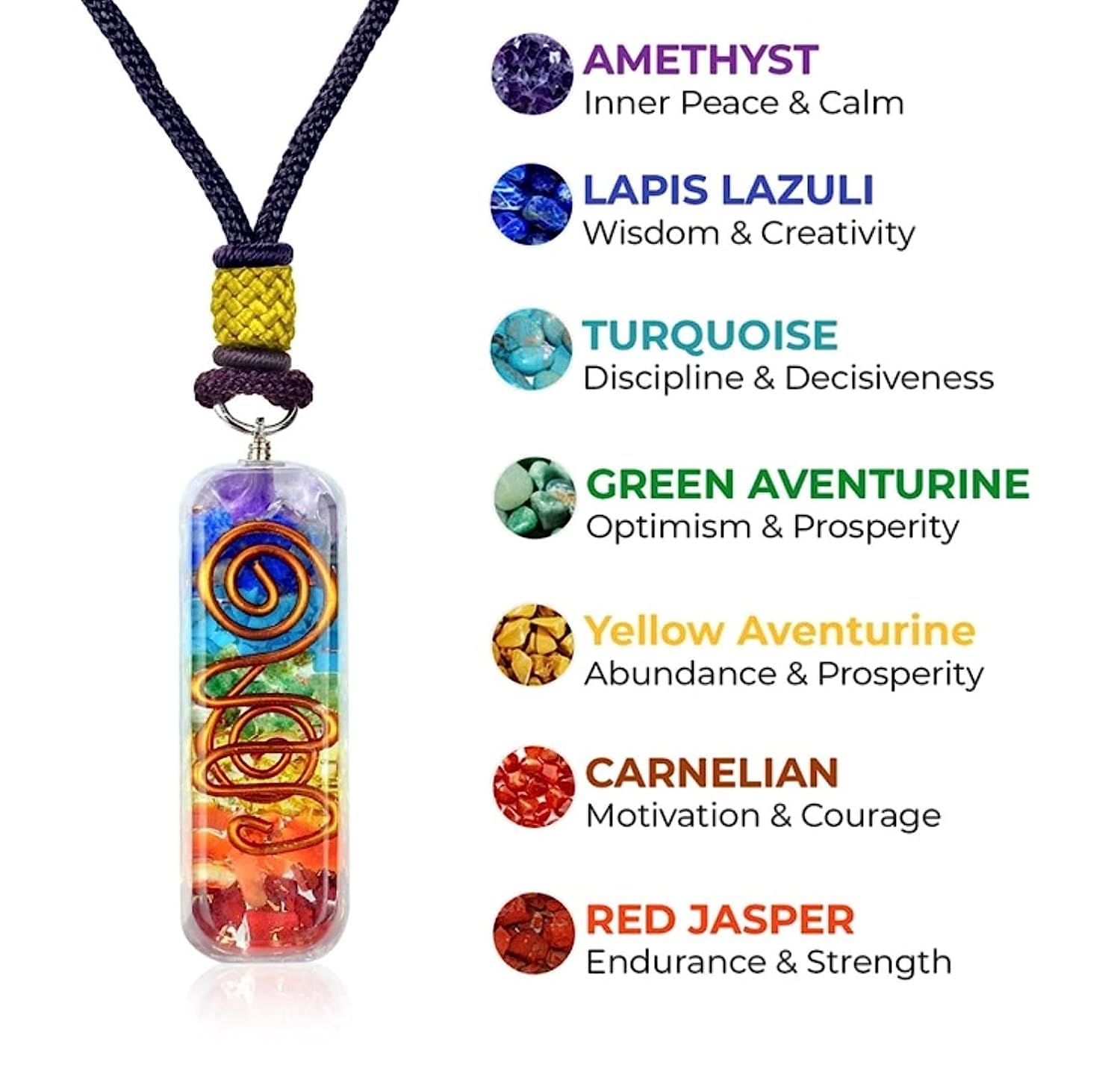 Orgonite Crystal Seven Chakra Pendant wearable detail supports personal energy balance