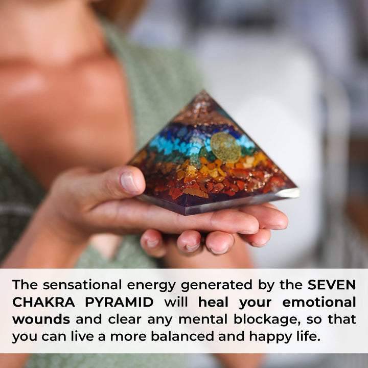 Orgonite Crystal Seven Chakra Pyramid palette colors evoke harmony in spaces