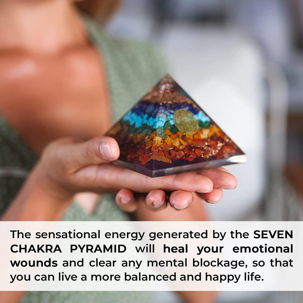 Orgonite Crystal Seven Chakra Pyramid palette colors evoke harmony in spaces