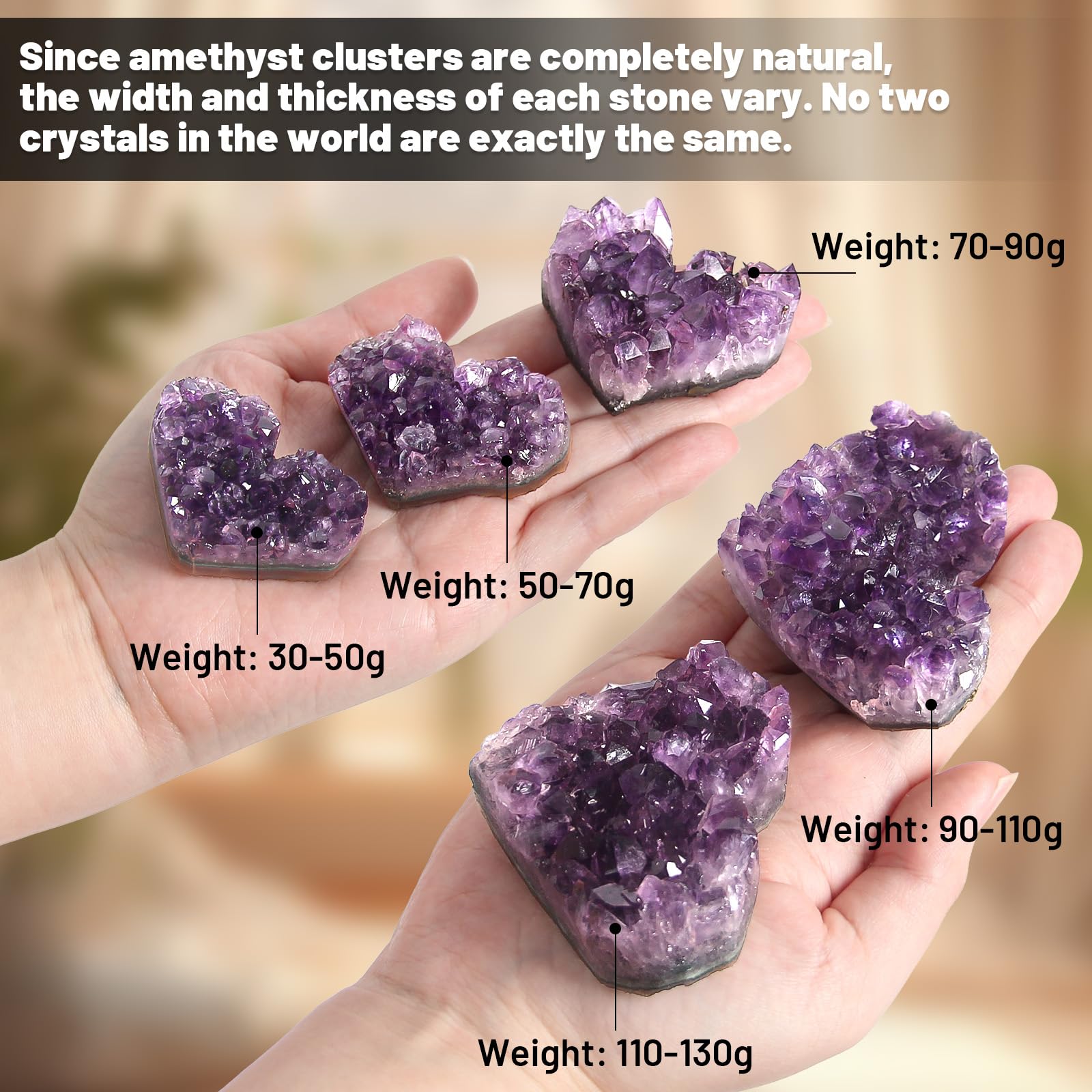 Orientrea natural amethyst heart carving showcases calming energy for the home.