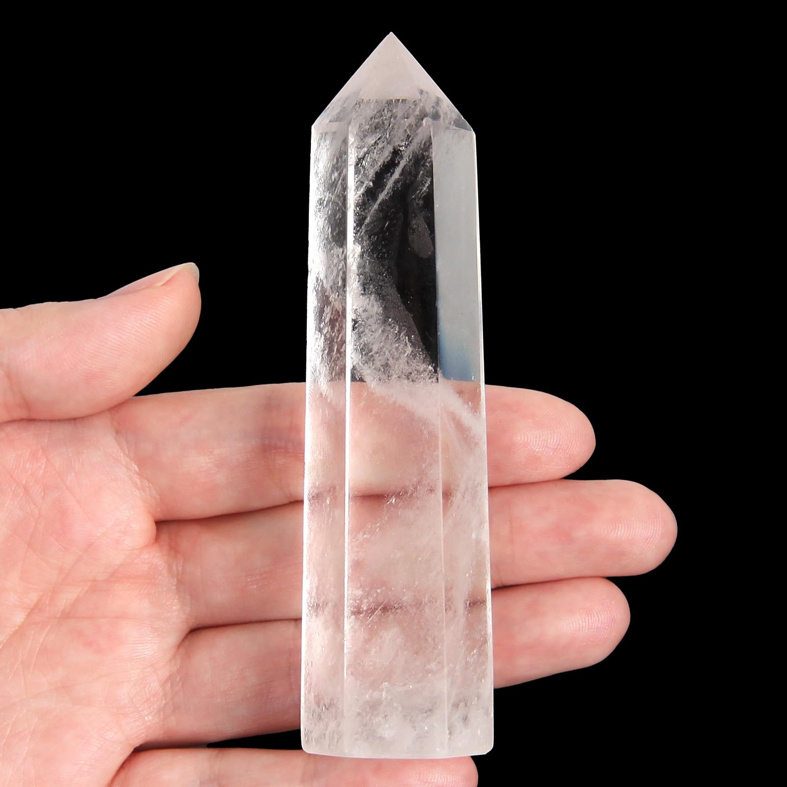 Orientrea Clear Quartz Wand close-up, 3.5-3.9 inch, ideal for meditation