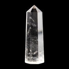 Close-up of Orientrea clear quartz wand polished tip for relaxation.