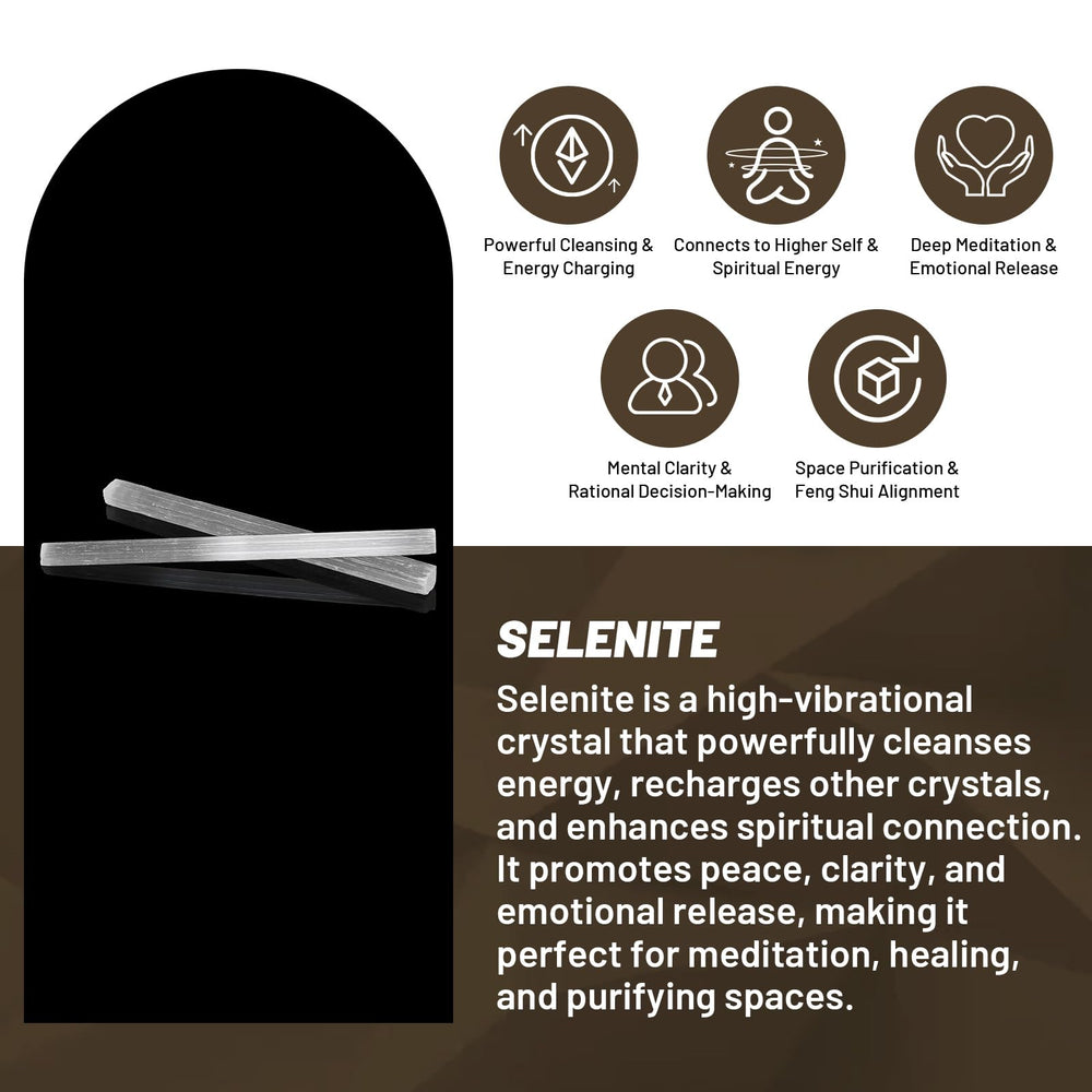 Orientrea handmade selenite wand, ethically sourced, ideal for meditation and focus.