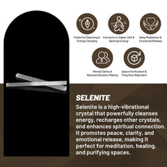Orientrea handmade selenite wand, ethically sourced, ideal for meditation and focus.