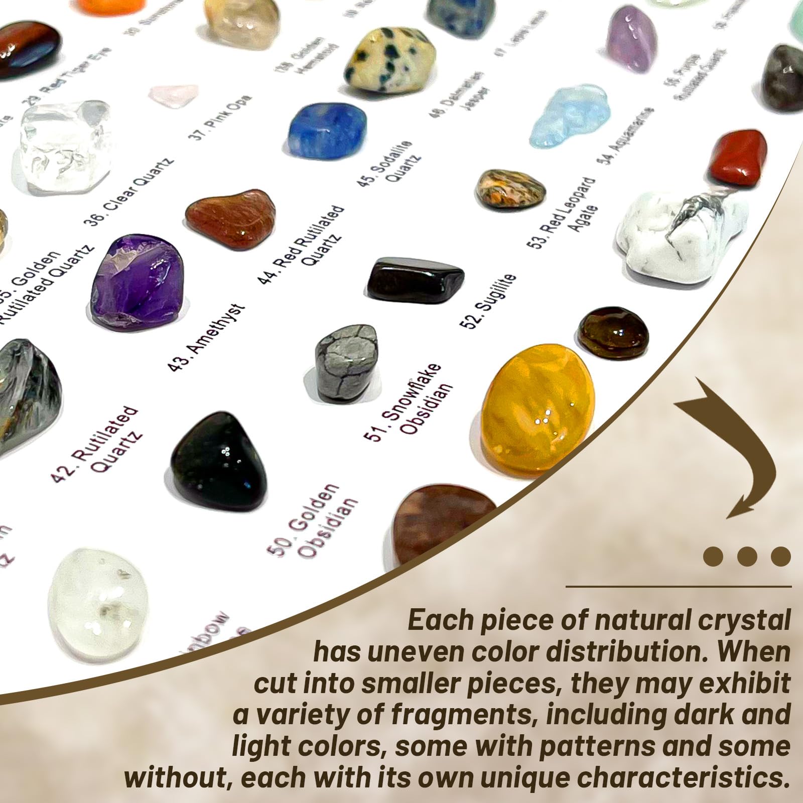 Orientrea natural crystal chips closeup showing vibrant colors perfect for decor.