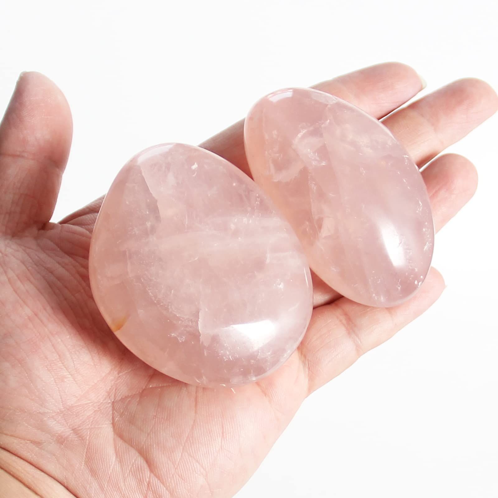 Orientrea Hand-polished rose quartz palm stone with smooth, comforting grip.