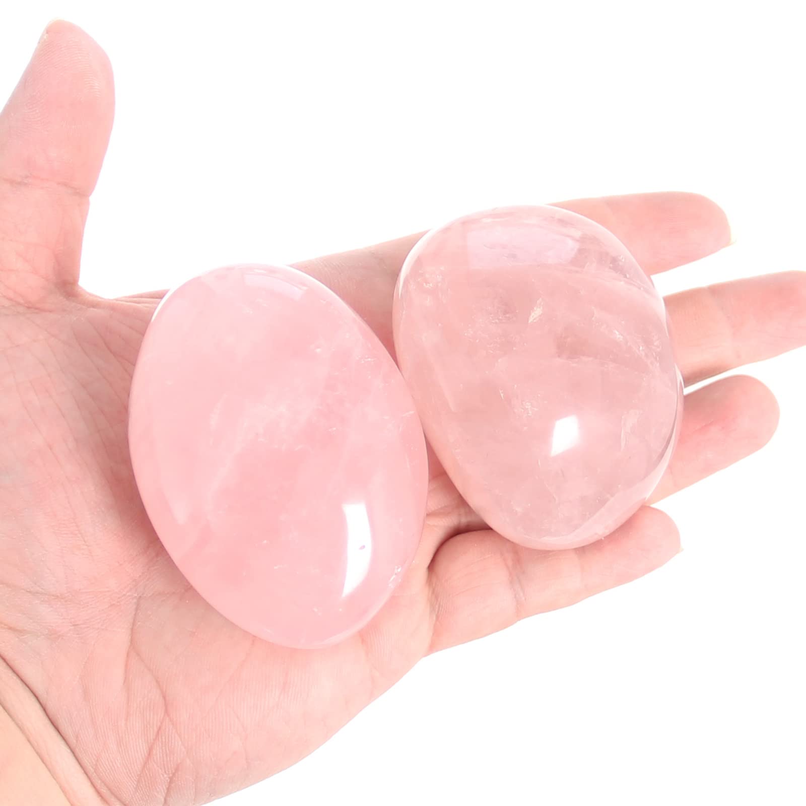 Orientrea Rose Quartz Palm Stone pair for calming touch and mindful relaxation.