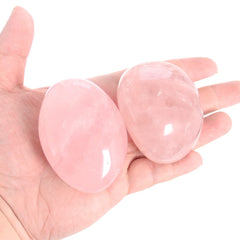 Orientrea Rose Quartz Palm Stone pair for calming touch and mindful relaxation.