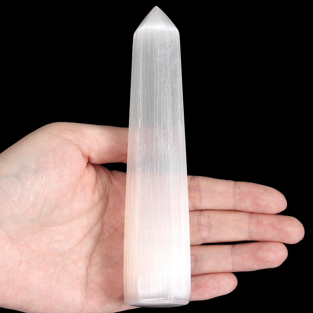 Orientrea Selenite Crystal Wand, 5.1-5.5 inches, ideal for meditation and calm focus.