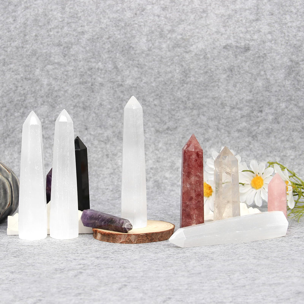 Orientrea Selenite Crystal Wand as a natural, aesthetic display piece.