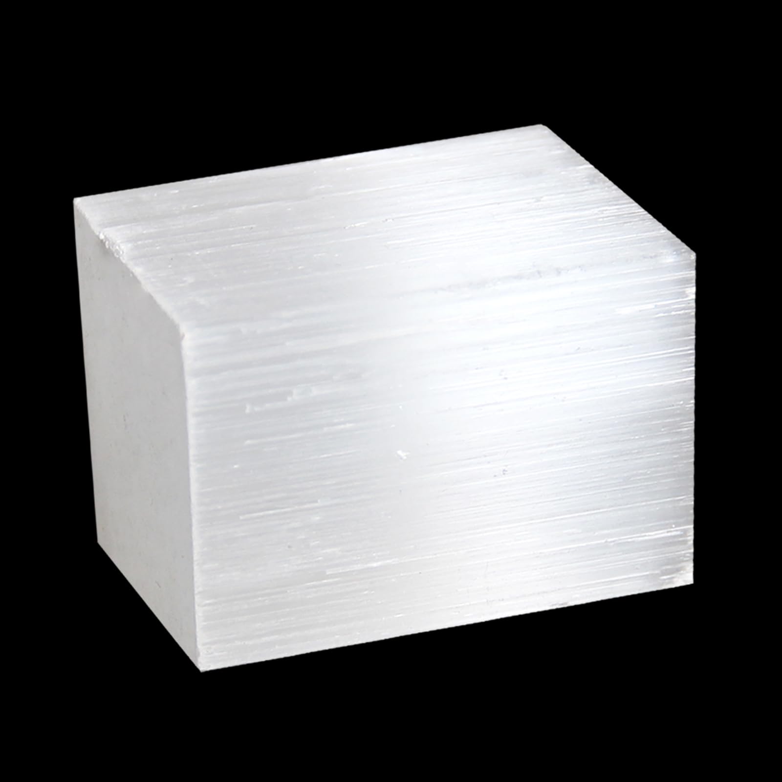 Orientrea Selenite Cube 70g with natural texture for protected spaces.
