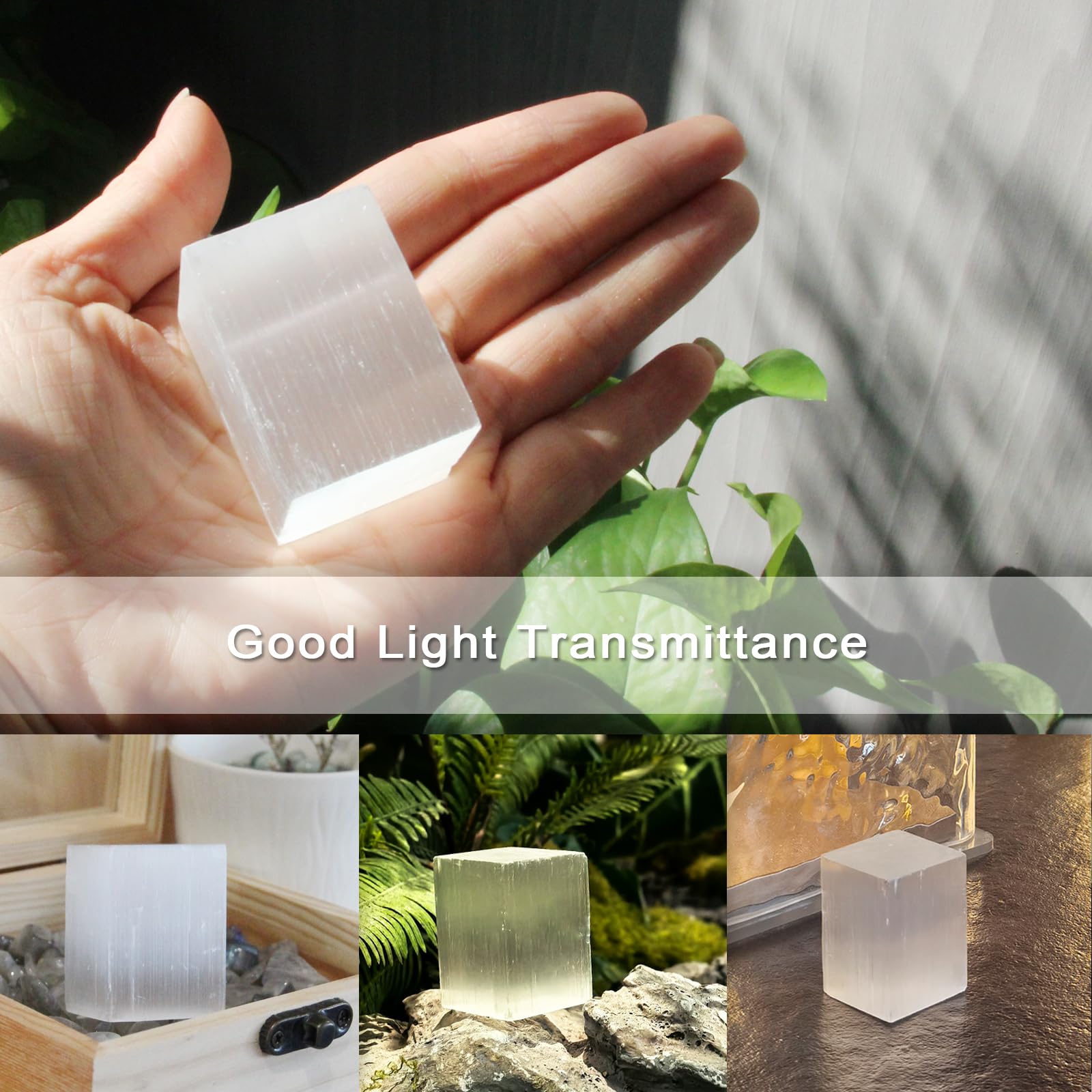 Orientrea Selenite Cube ideal for energy clearing and meditation.