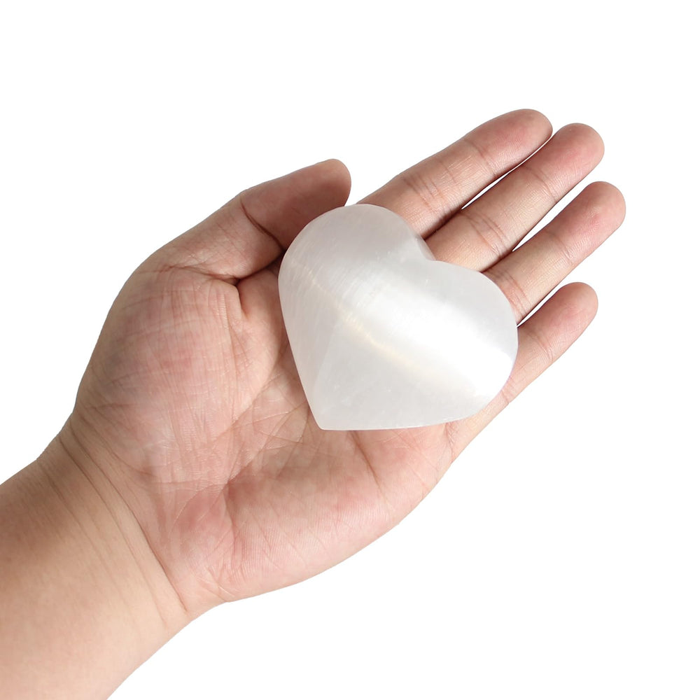 Orientrea selenite heart front view for calm meditation and energy cleansing