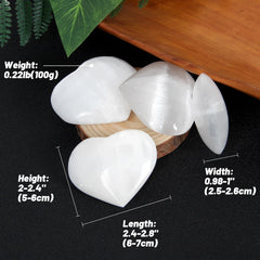 Orientrea selenite heart side view showing natural glow and texture