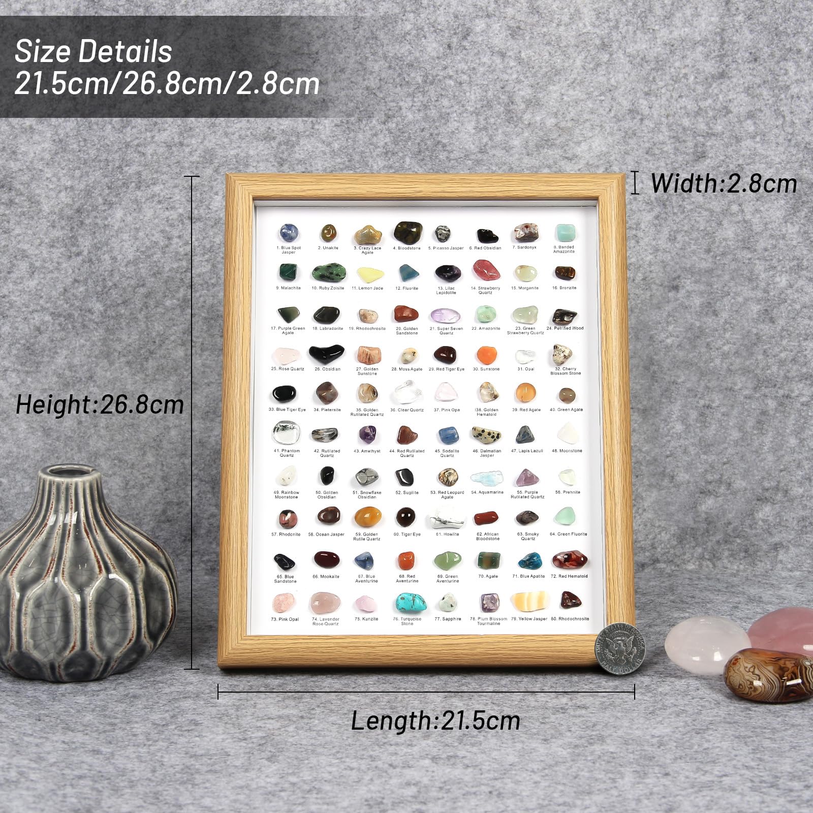Orientrea wood-frame crystal display with durable craftsmanship and elegant presentation.