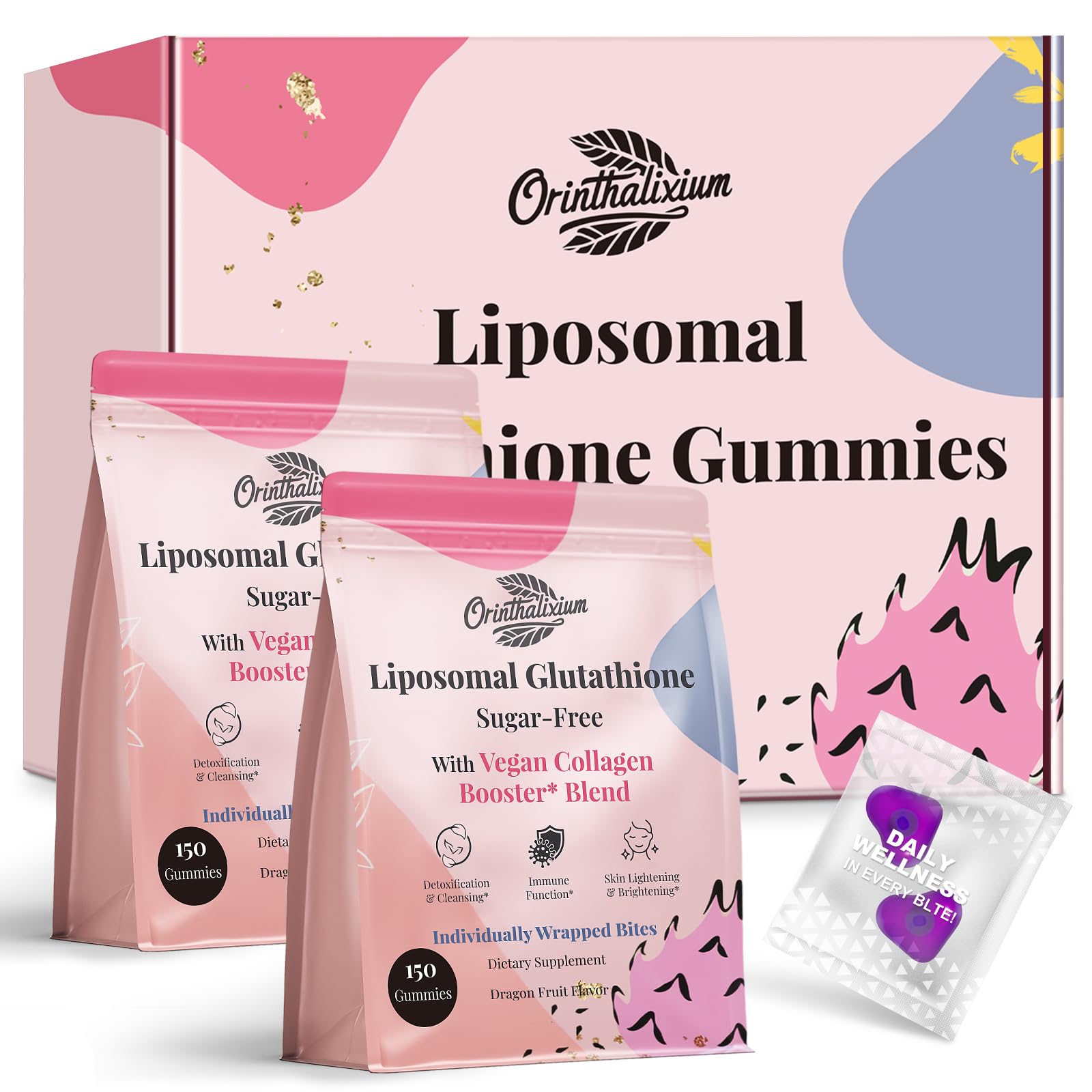 Orinthalixium liposomal glutathione gummies bottle daily antioxidant support.