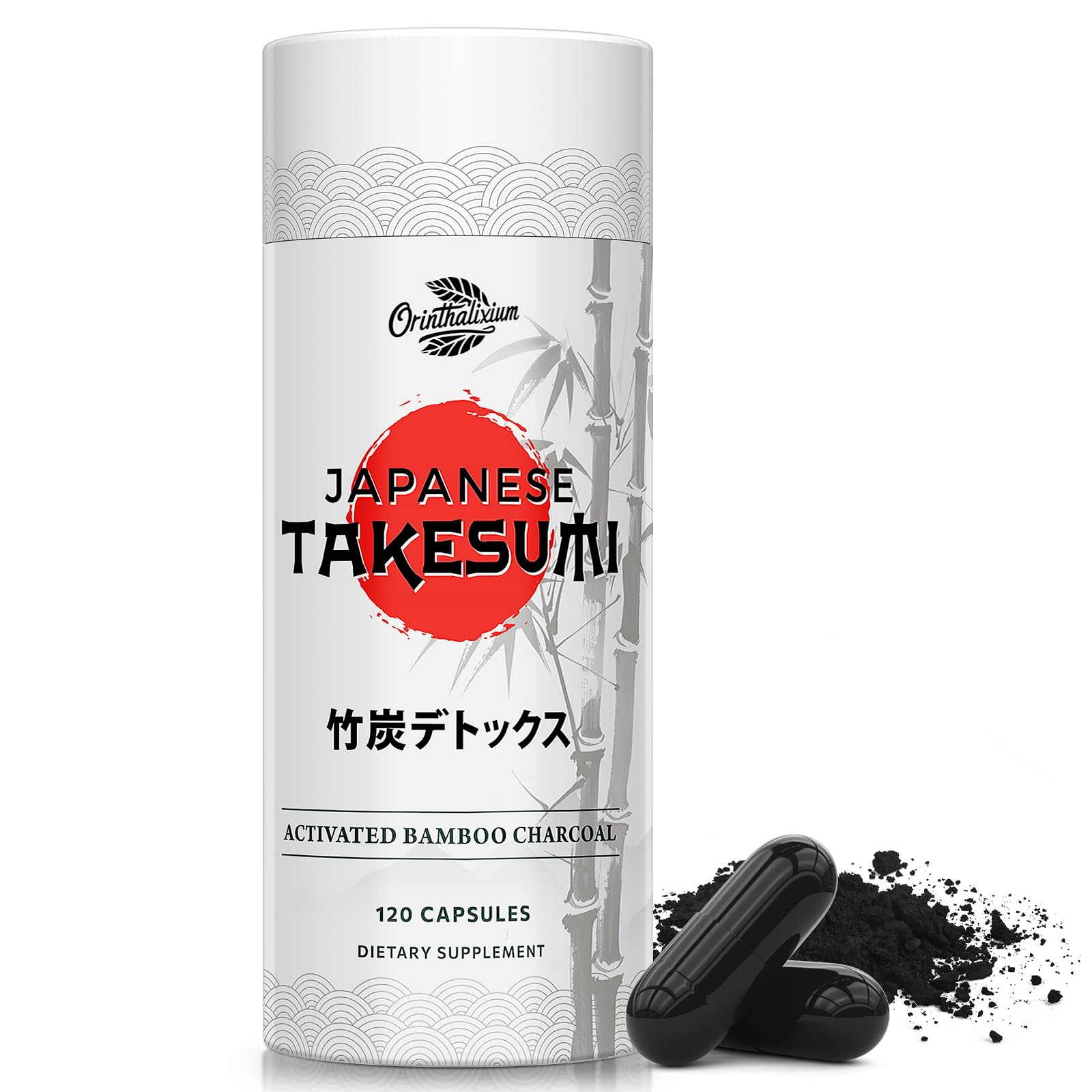Orinthalixium Takesumi capsules in bottle, convenient daily detox support.
