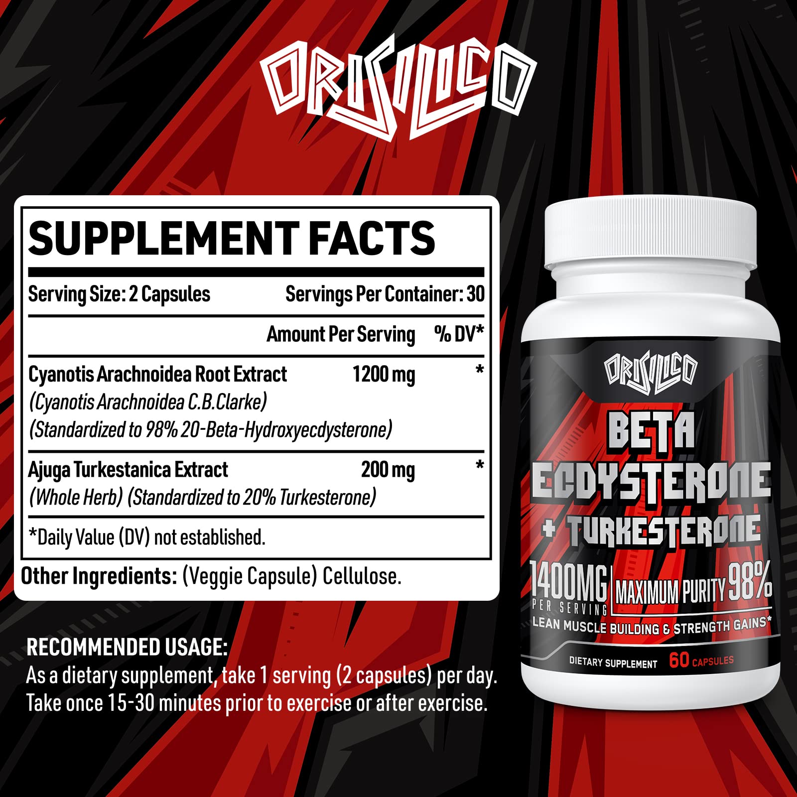 Orisilico 120 capsules count highlights potency for muscle support