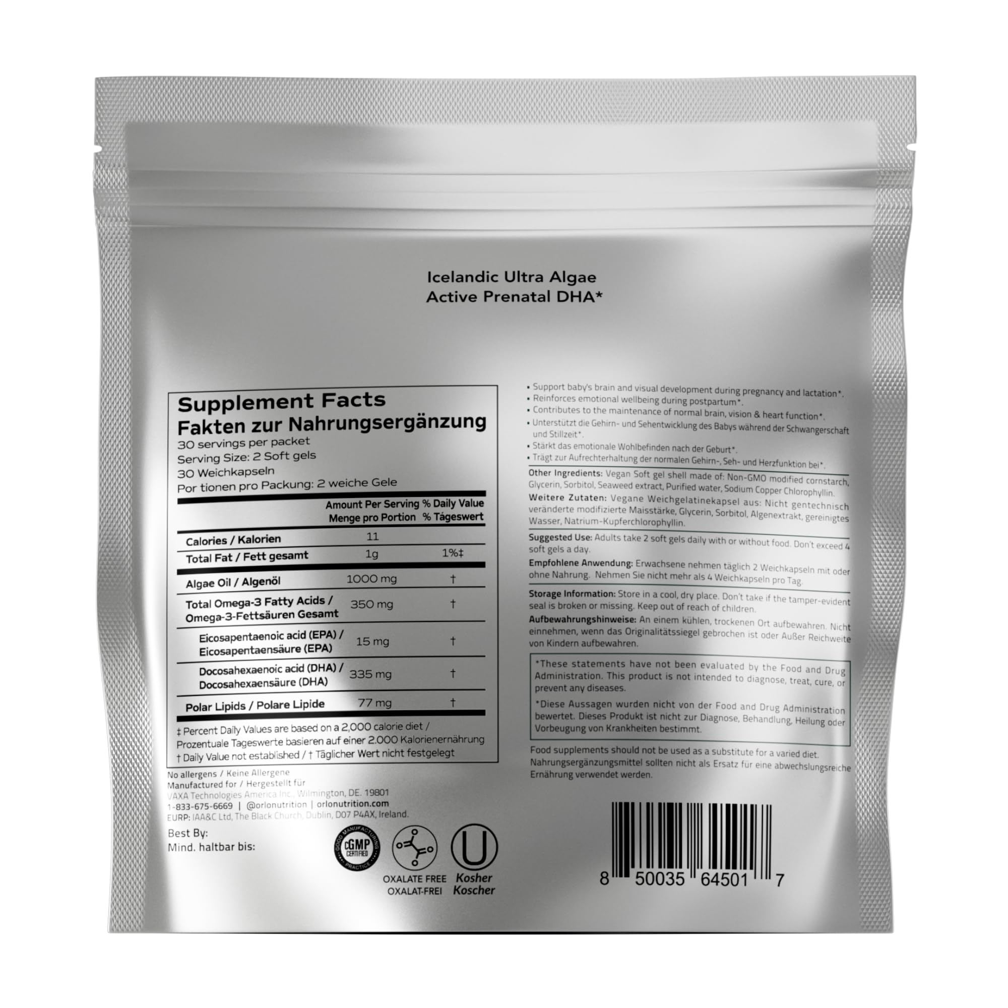 Baby brain development support with Orlo Prenatal DHA