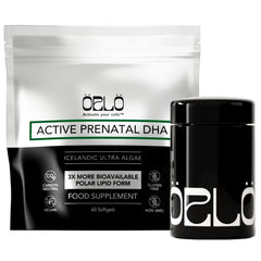 Orlo Prenatal DHA bottle close-up highlighting mercury-free algae oil for expectant moms