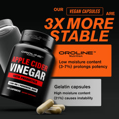 Cápsulas vegetarianas libres de gluten de OroLine Nutrition para dieta equilibrada.