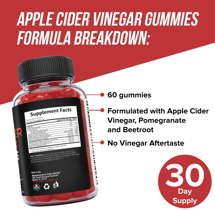 Orphic Nutrition ACV Gummies label highlights 1000mg per serving and two-gummy serving