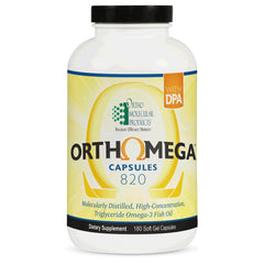Ortho Molecular Orthomega 820-180 softgels bottle for daily omega-3 intake