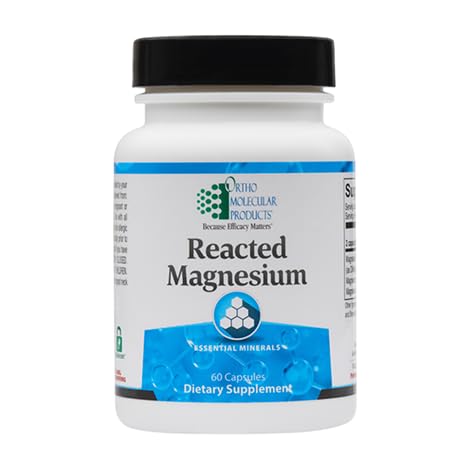 Ortho Molecular Reacted Magnesium capsules in bottle for daily magnesium support.